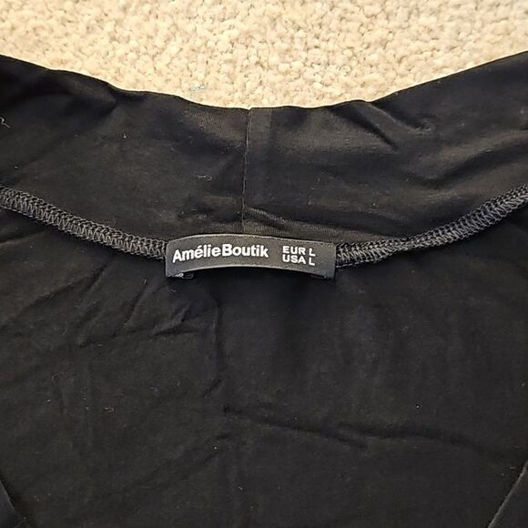 AmélieBoutik Women Slim Fit Chest Pocket Shirt V Neck Short Sleeve Basic Top L - Picture 7 of 10